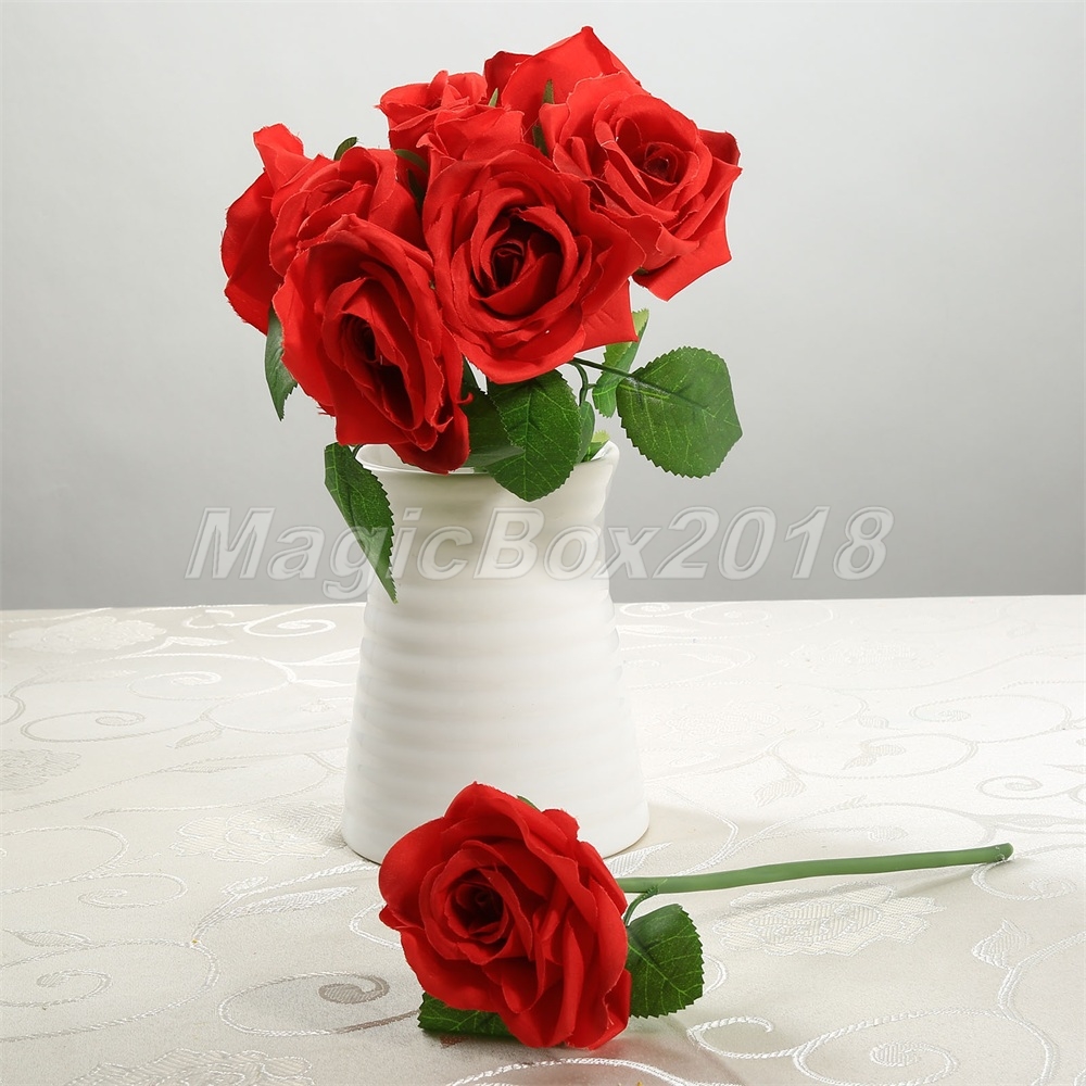 Artificial Silk Roses Flower Posy Wedding Bouquet Party Bridal Flower