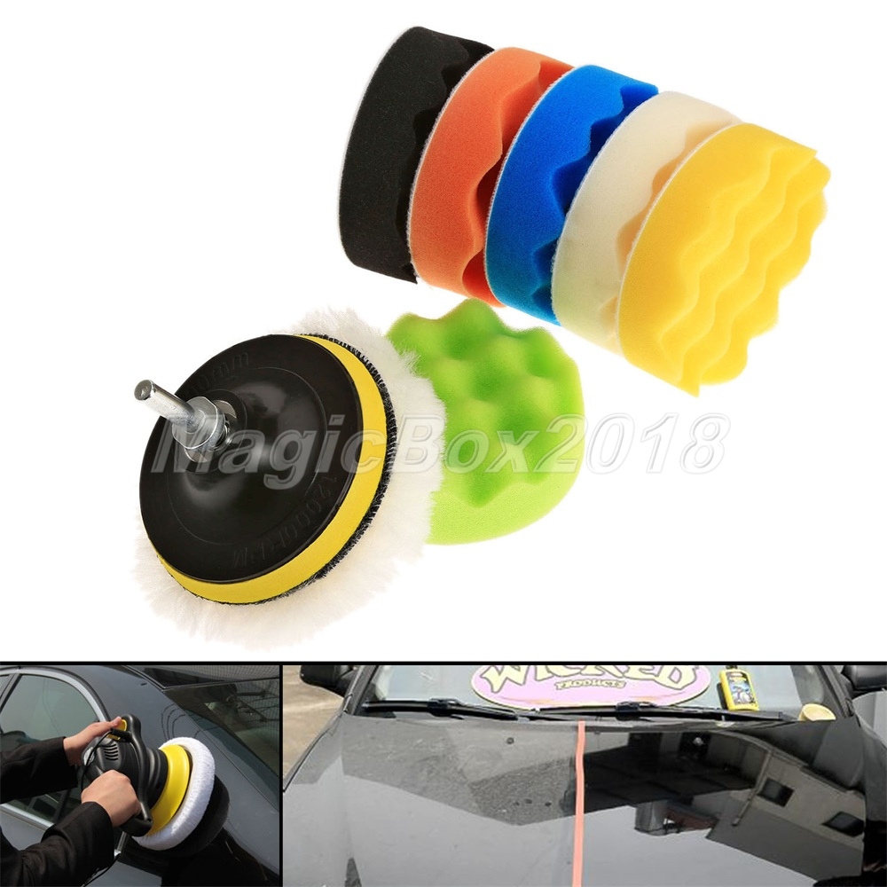 8pcs 4 Inch Buffing Pad Kit CompoundPolishingAuto Car Detail+Drill